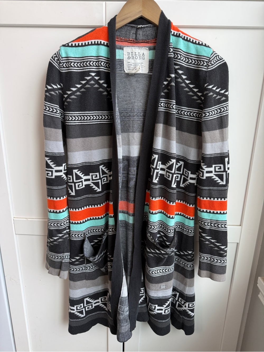 Billabong Aztec Cabincore Open Cardigan Size M